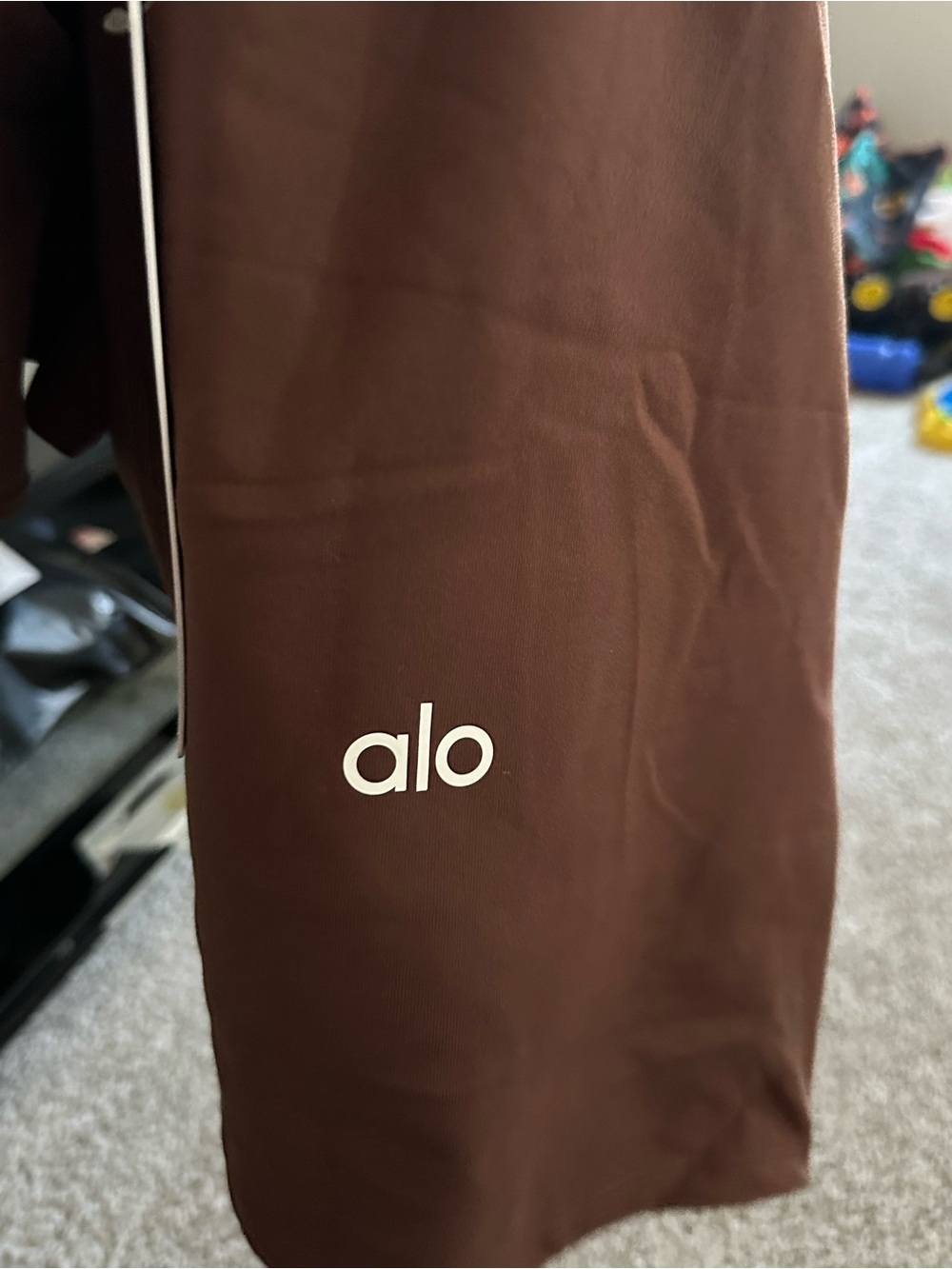 ALO Yoga Kids Brown Leggings with White Logo